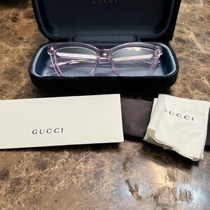 Gucci Transparent Lilac Square Women’s Glasses